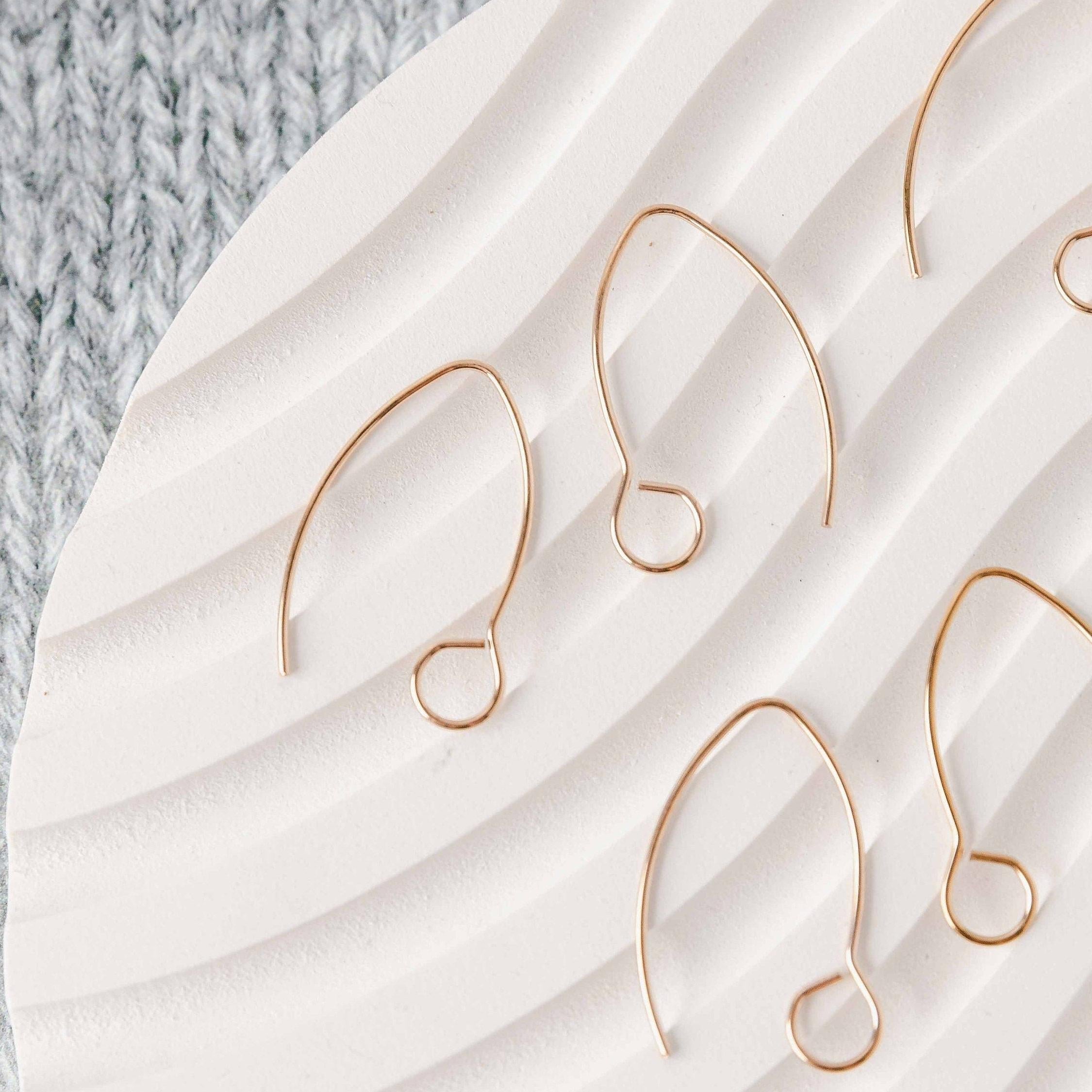 Rose Gold Large Loop V Ear Wires (5mm Surgical Stainless Steel Marquise Hooks), 20 Pieces, Earring Hook 59 - 