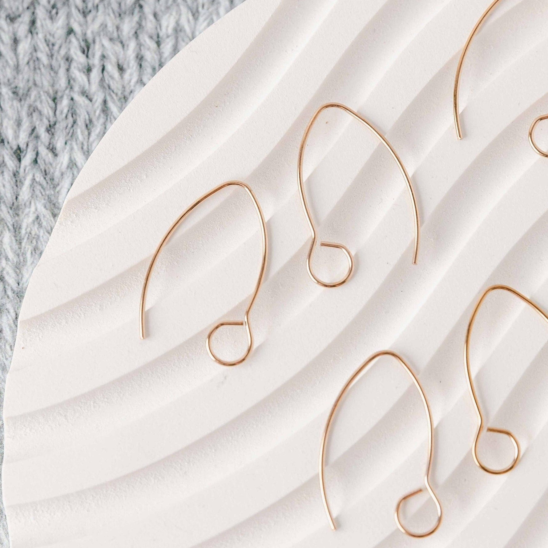 Rose Gold Large Loop V Ear Wires (5mm Surgical Stainless Steel Marquise Hooks), 20 Pieces, Earring Hook 59 - 