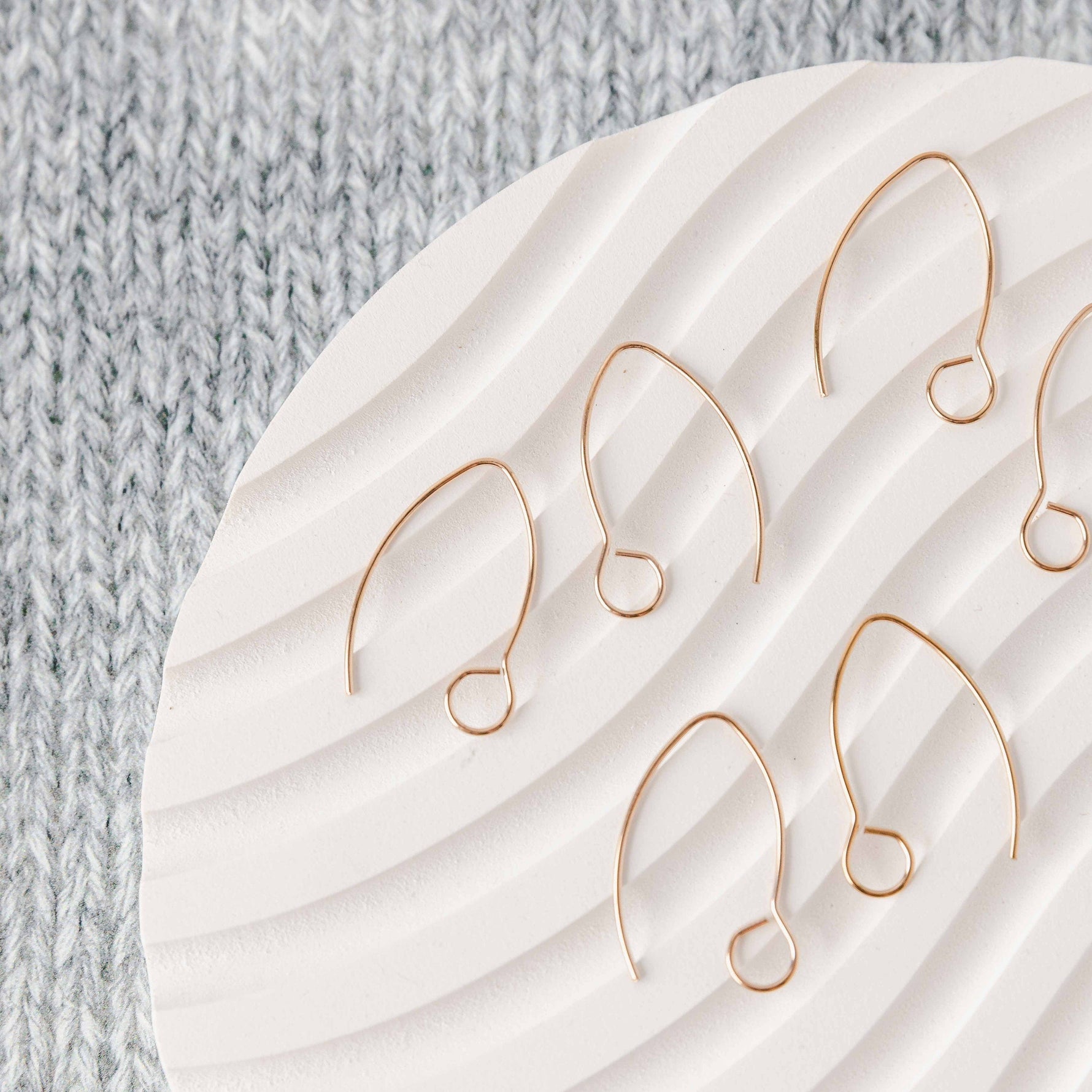 Rose Gold Large Loop V Ear Wires (5mm Surgical Stainless Steel Marquise Hooks), 20 Pieces, Earring Hook 59 - 