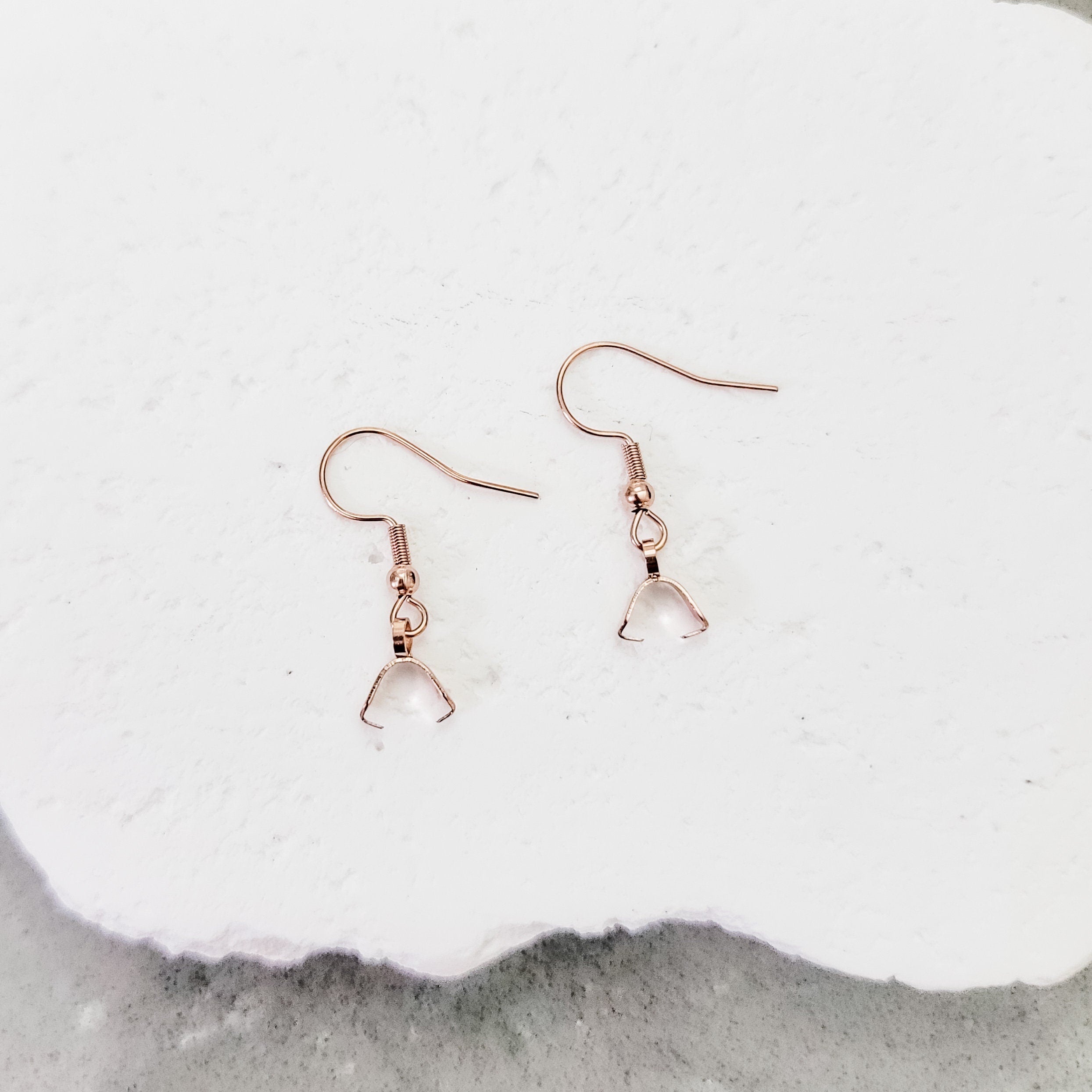 Rose Gold Pinch Bail Stainless Steel Ear Wires, 20 Pieces, Earring Hook 72 - 