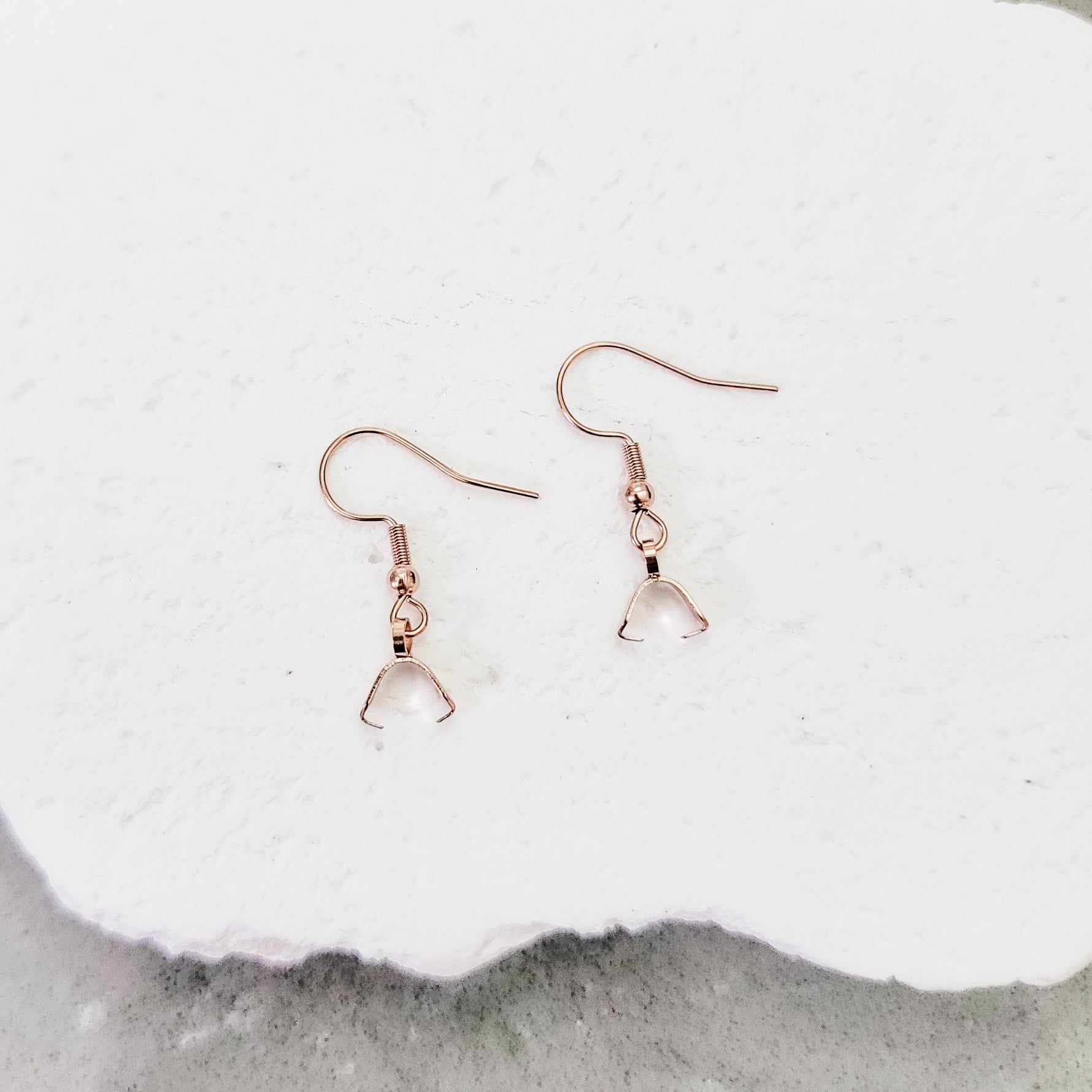 Rose Gold Pinch Bail Stainless Steel Ear Wires, 20 Pieces, Earring Hook 72 - 