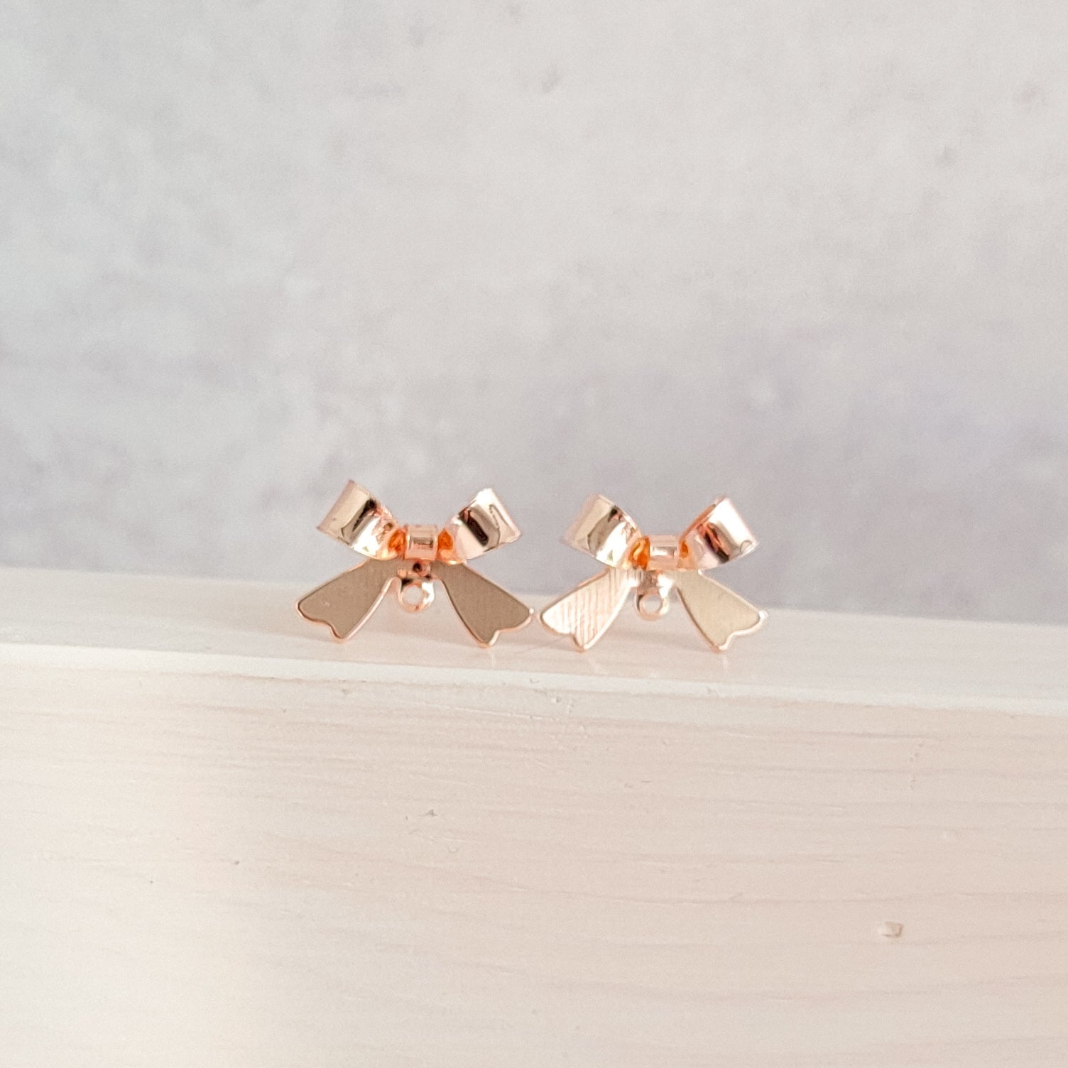 Rose Gold Stainless Steel Bow Stud Connector, 10 Pieces, Bow 57 - 