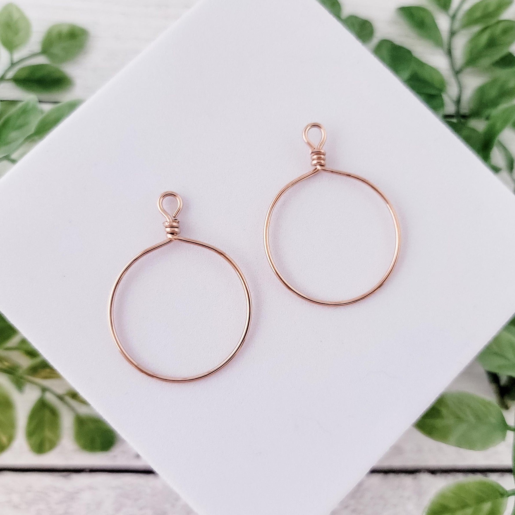 Rose Gold Stainless Steel Round Fringe Hoop, 2 Pieces, Connector 67 - 