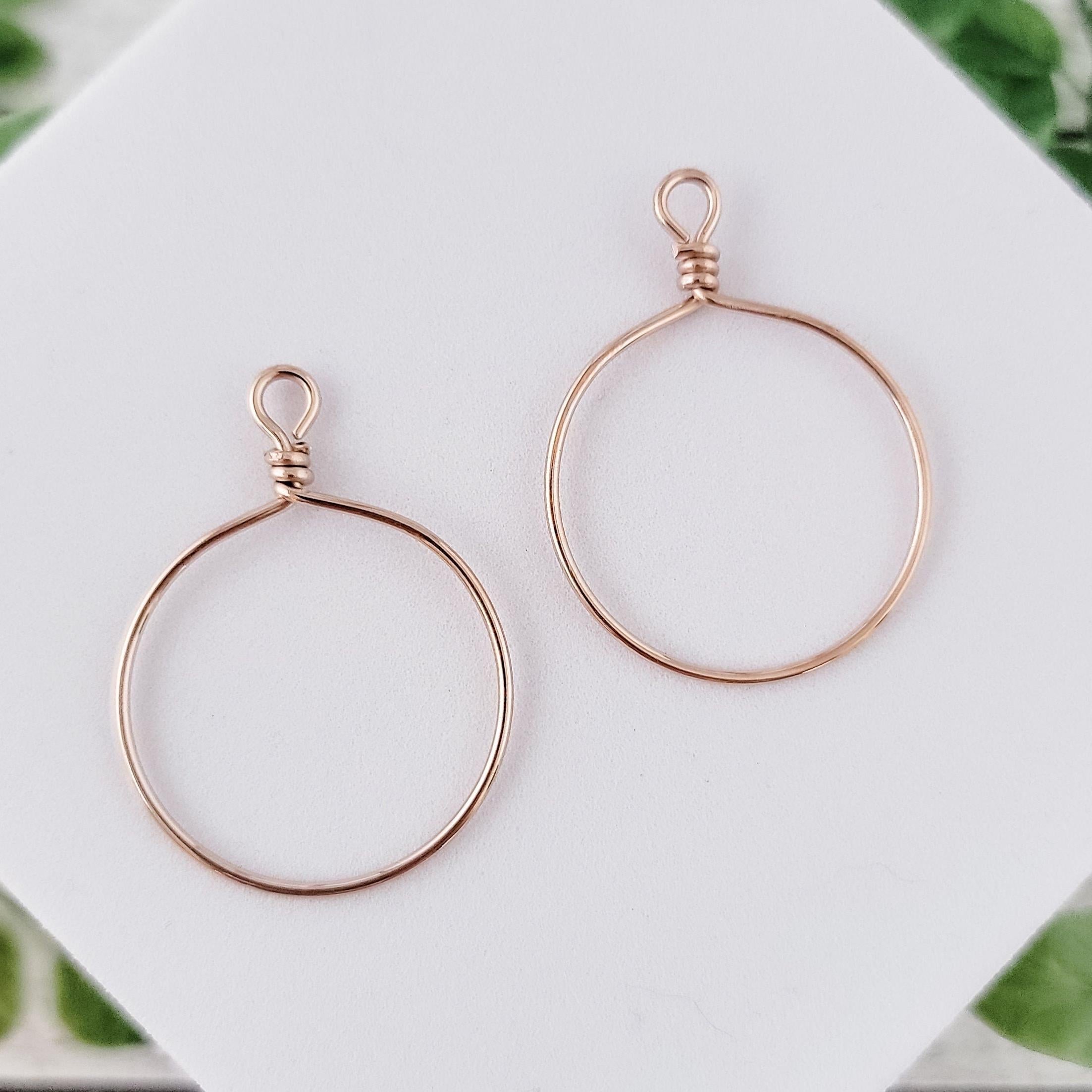 Rose Gold Stainless Steel Round Fringe Hoop, 2 Pieces, Connector 67 - 