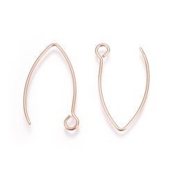 Rose Gold Stainless Steel V Ear Wires 2.5mm Hole, 20 Pieces, Earring Hook 40 - 