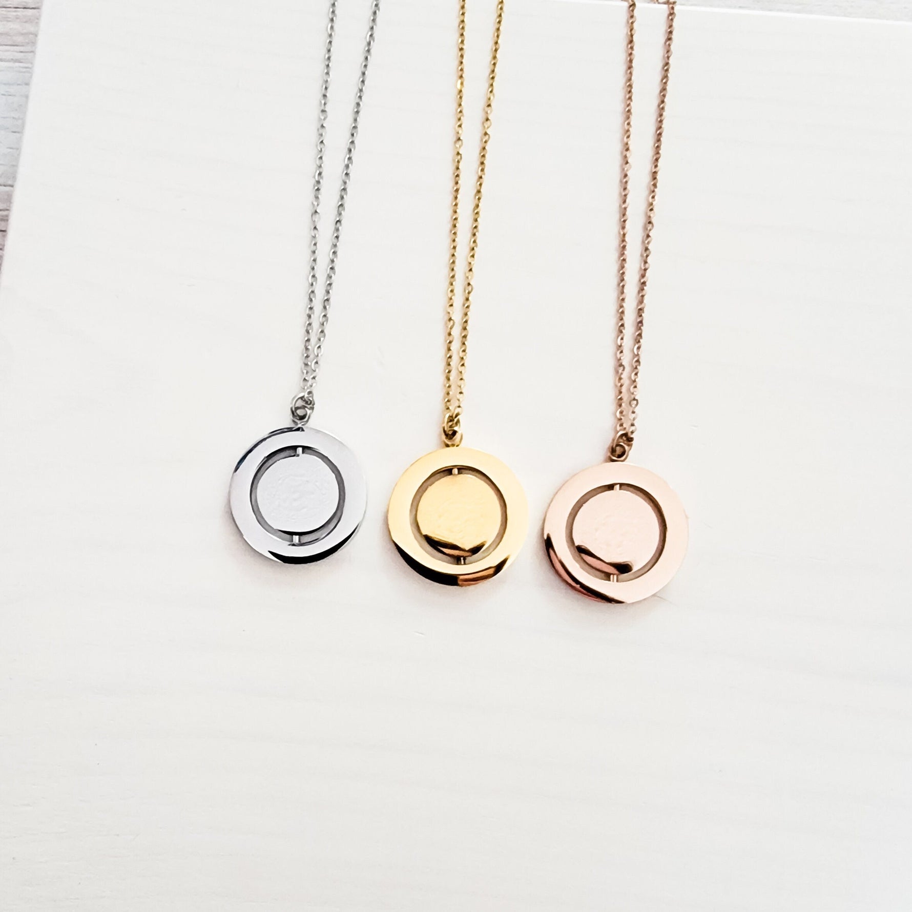 Rotating Circle Necklace (Silver, 14k Gold, or Rose Gold), 1 Total, Metal Blank 9 - 