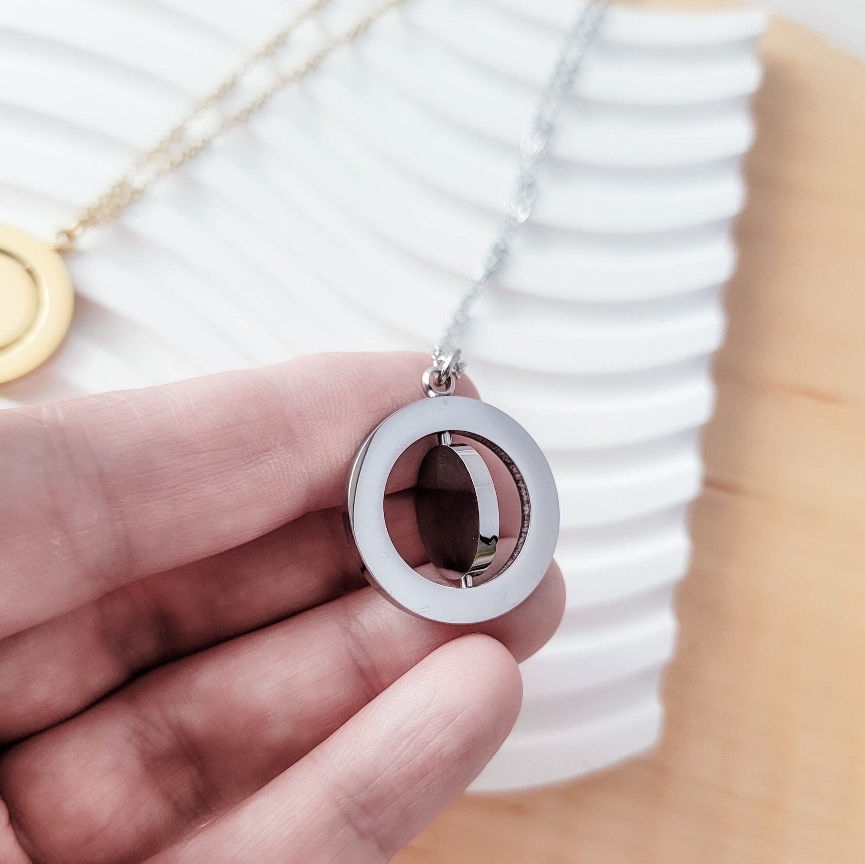 Rotating Circle Necklace (Silver, 14k Gold, or Rose Gold), 1 Total, Metal Blank 9 - 