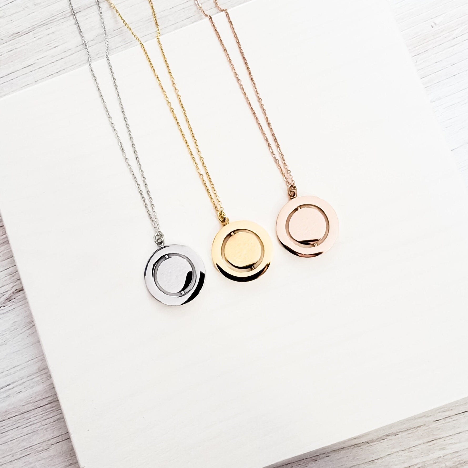 Rotating Circle Necklace (Silver, 14k Gold, or Rose Gold), 1 Total, Metal Blank 9 - 