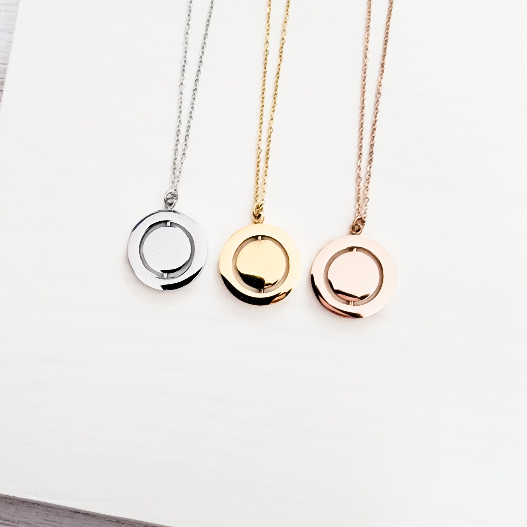 Rotating Circle Necklace (Silver, 14k Gold, or Rose Gold), 1 Total, Metal Blank 9 - 