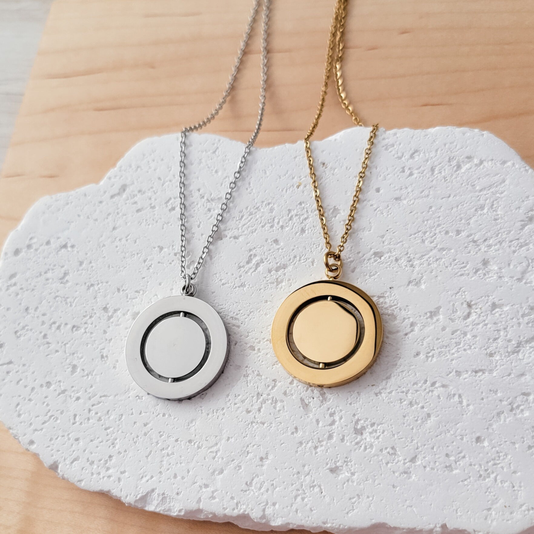 Rotating Circle Necklace (Silver, 14k Gold, or Rose Gold), 1 Total, Metal Blank 9 - 