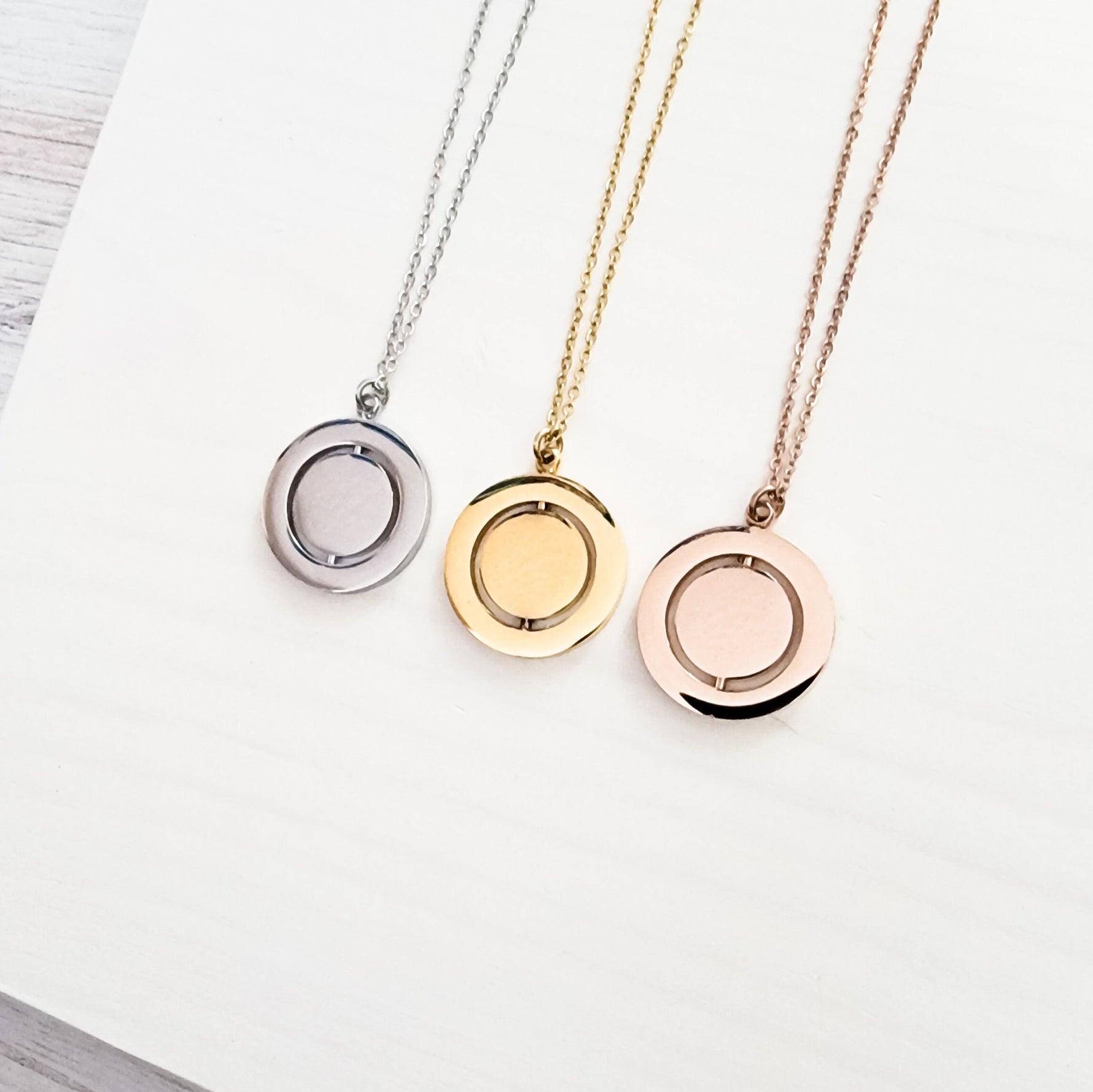 Rotating Circle Necklace (Silver, 14k Gold, or Rose Gold), 1 Total, Metal Blank 9 - 