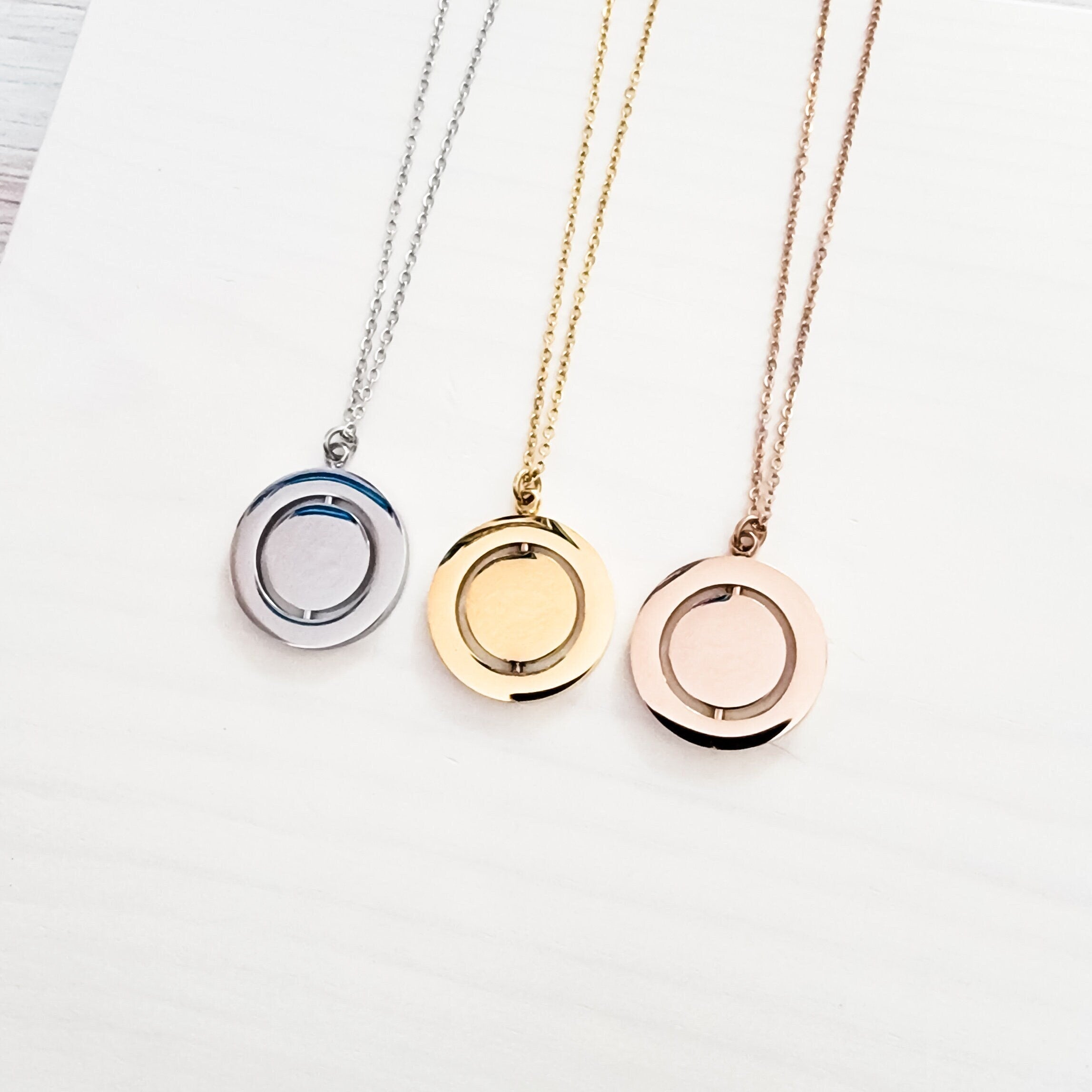 Rotating Circle Necklace (Silver, 14k Gold, or Rose Gold), 1 Total, Metal Blank 9 - 