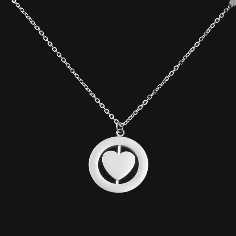 Rotating Heart Necklace (Silver or 14k Gold), 1 Total, Metal Blank 45 - 