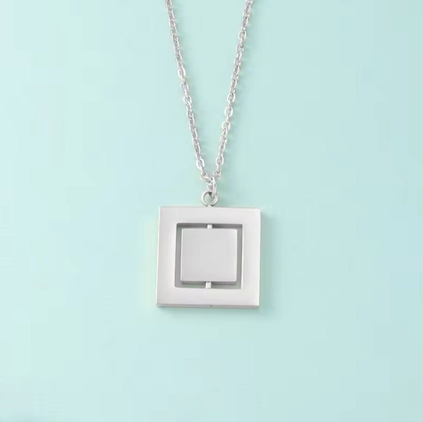 Rotating Square Necklace (Silver or 14k Gold), 1 Total, Metal Blank 46 - 