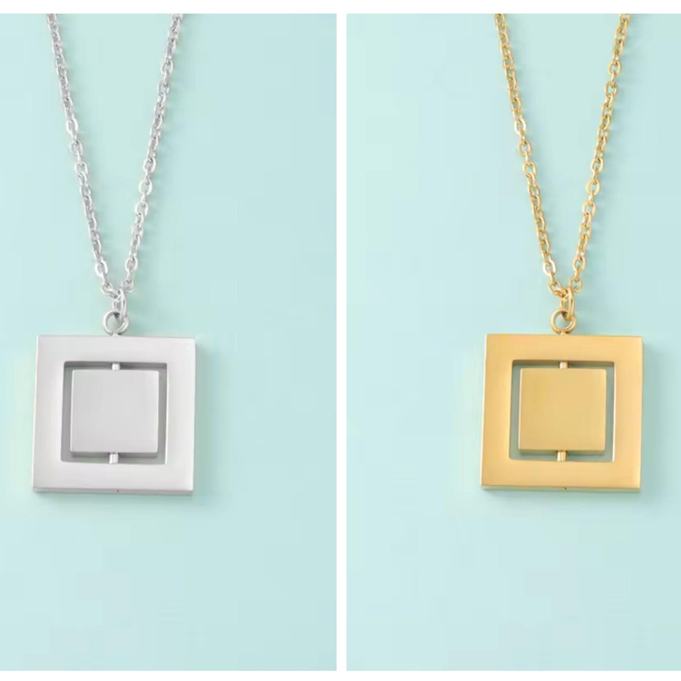 Rotating Square Necklace (Silver or 14k Gold), 1 Total, Metal Blank 46 - 