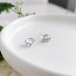 Round 6mm Cubic Zirconia Silver Studs with Loops, 10 Pieces, Stud 34 - 