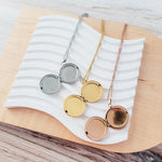 Round Locket Necklace (Silver, Gold, or Rose Gold), 1 Total, Metal Blank 10 - 