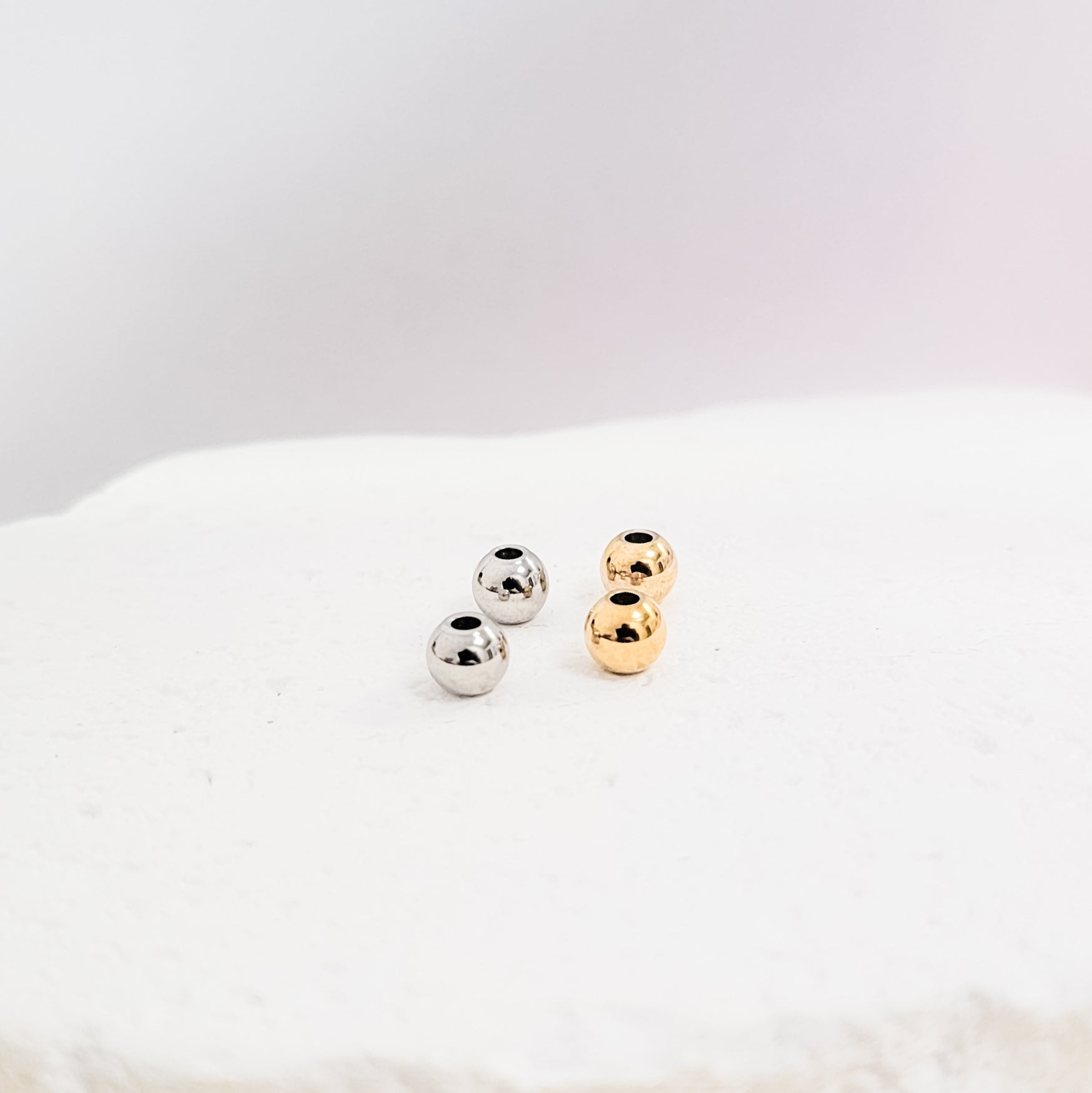 Round Spacer Beads (Silver or Gold, Diameter of 4mm, 5mm, or 6mm), 50 Pieces, Metal Blank 156 - 