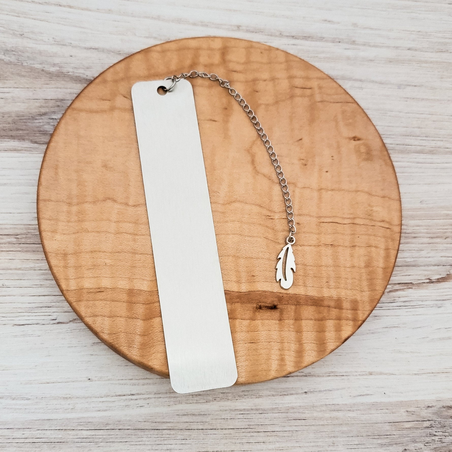 Rounded Rectangle Solid Bookmark (Silver), Includes Tassel Charm, 1 Piece, Metal Blank 129 - 