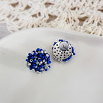 Royal Blue and Silver Mix 15mm Small Seed Bead Topper, 1 Pair, Seed Bead 75 - 