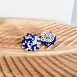 Royal Blue and White Mix 15mm Small Seed Bead Topper, 1 Pair, Seed Bead 48 - 