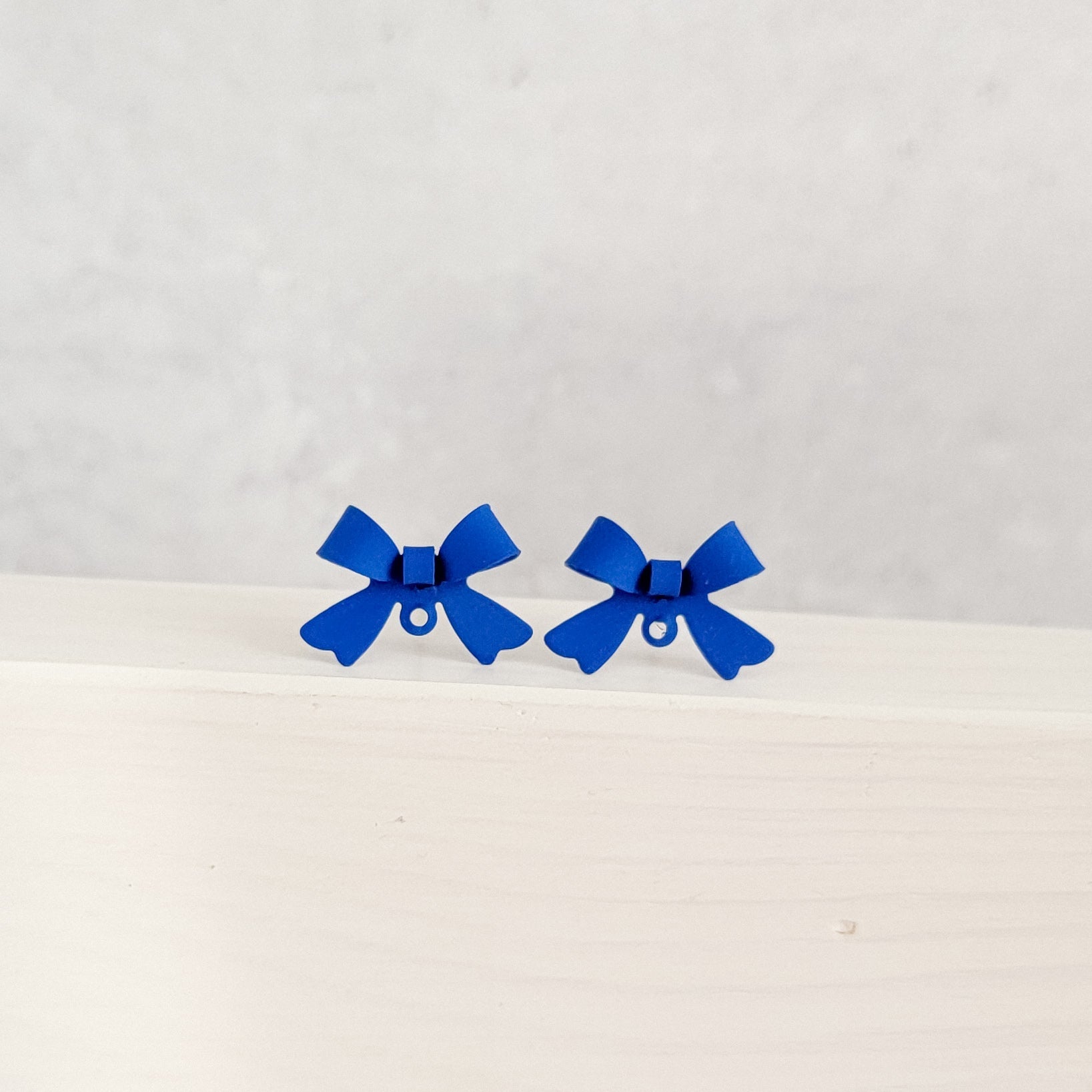 Royal Blue Stainless Steel Bow Stud Connector, 10 Pieces, Bow 56 - 