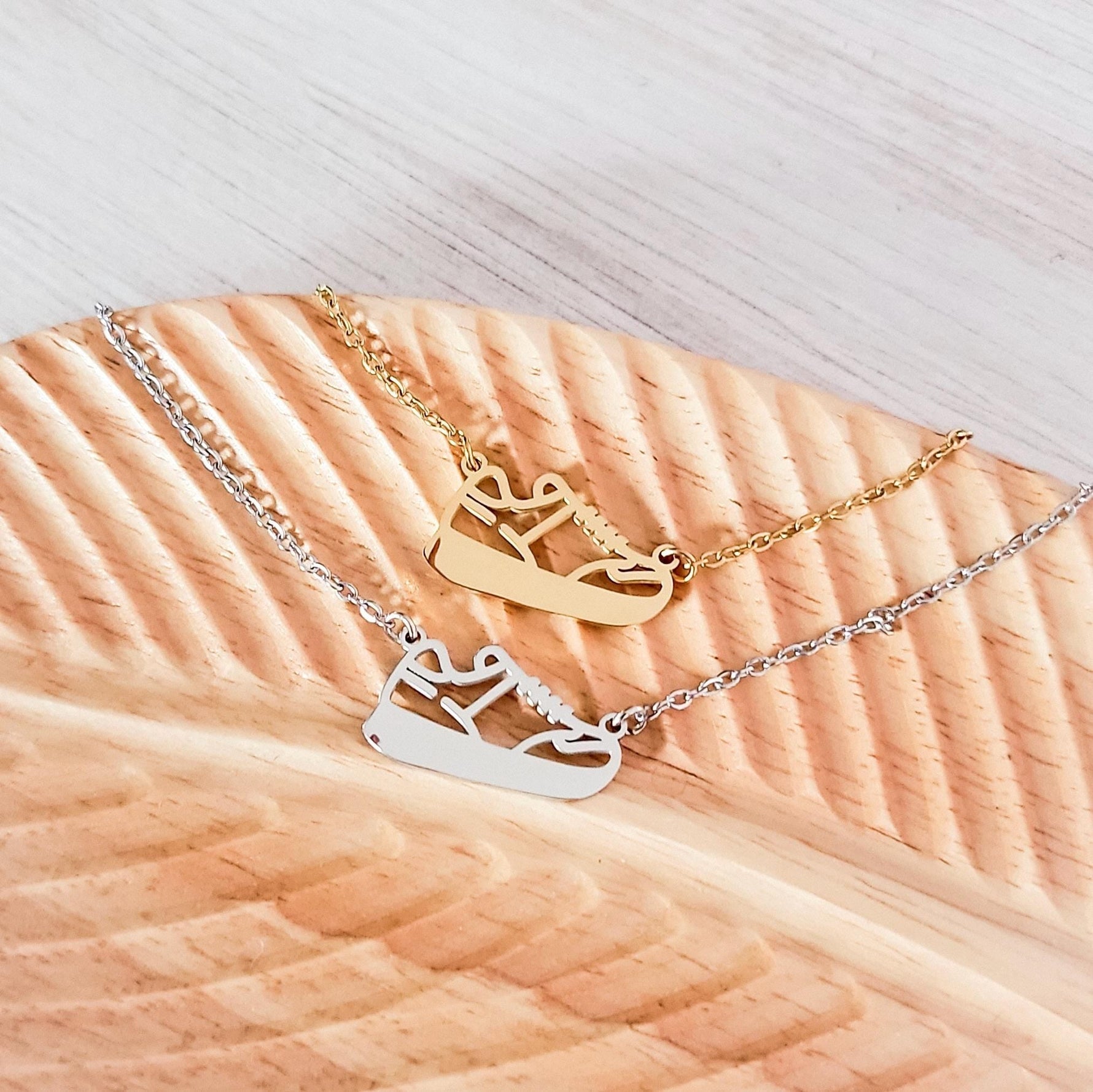 Running Shoe Necklace (Silver or Gold), 1 Total, Metal Blank 106 - 