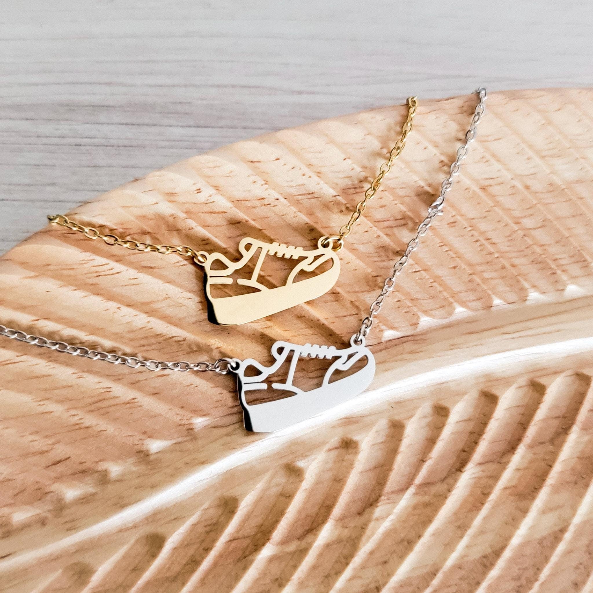 Running Shoe Necklace (Silver or Gold), 1 Total, Metal Blank 106 - 