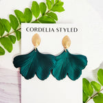 Satin Forest Green Ginkgo Leaf Pendants, 10 Pieces, Ginkgo 23 - 