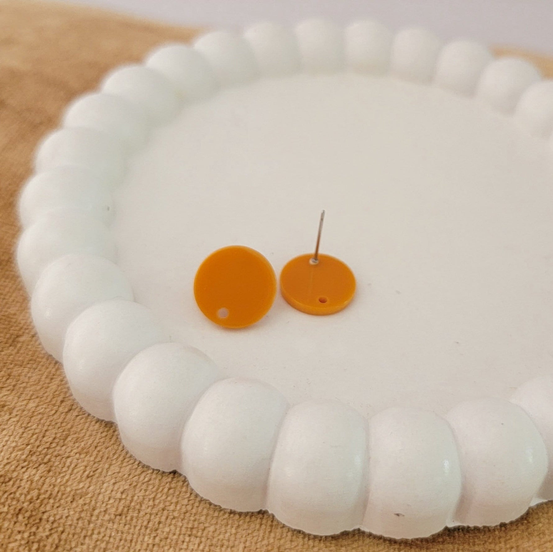 Satin Pumpkin Acrylic Circle Stud Earring (14mm), 10 Pieces, Acrylic Stud 24 - 