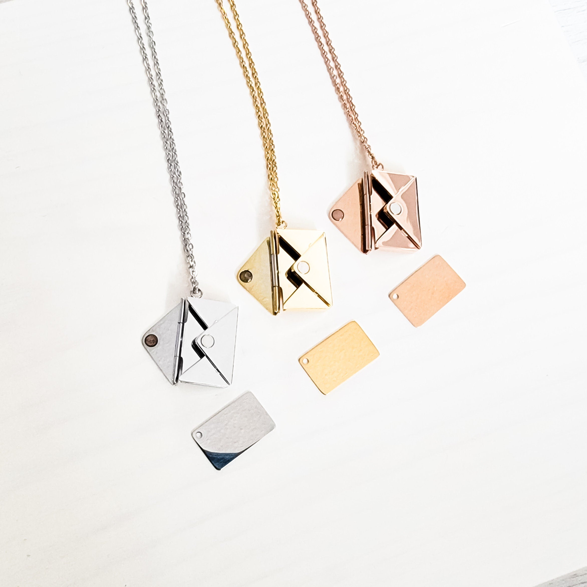 Secret Letter Necklace (Silver, Gold, Rose Gold, or Black) and Optional Extra Letters, 1 Total, Metal Blank 26 - 