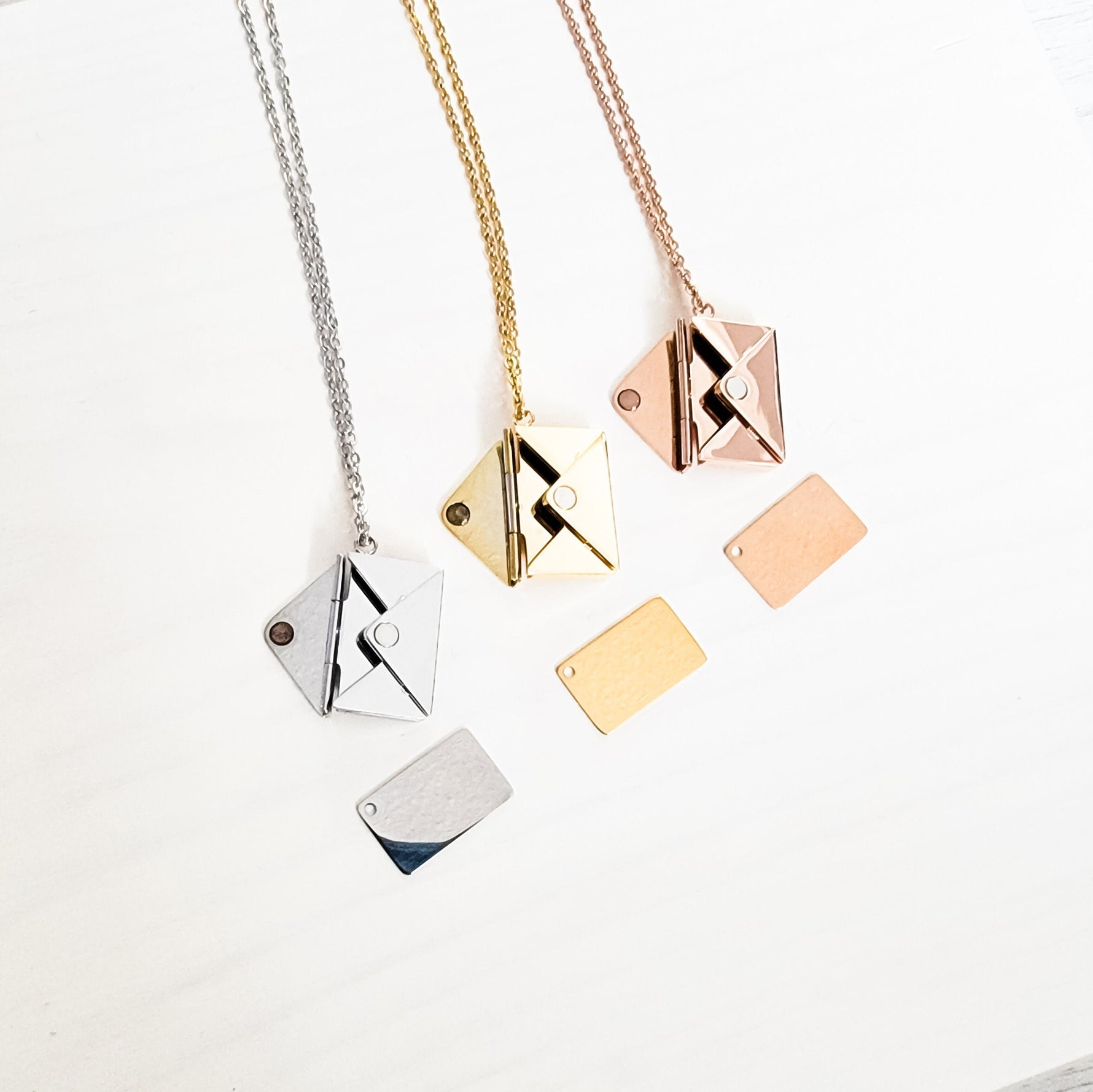 Secret Letter Necklace (Silver, Gold, Rose Gold, or Black) and Optional Extra Letters, 1 Total, Metal Blank 26 - 