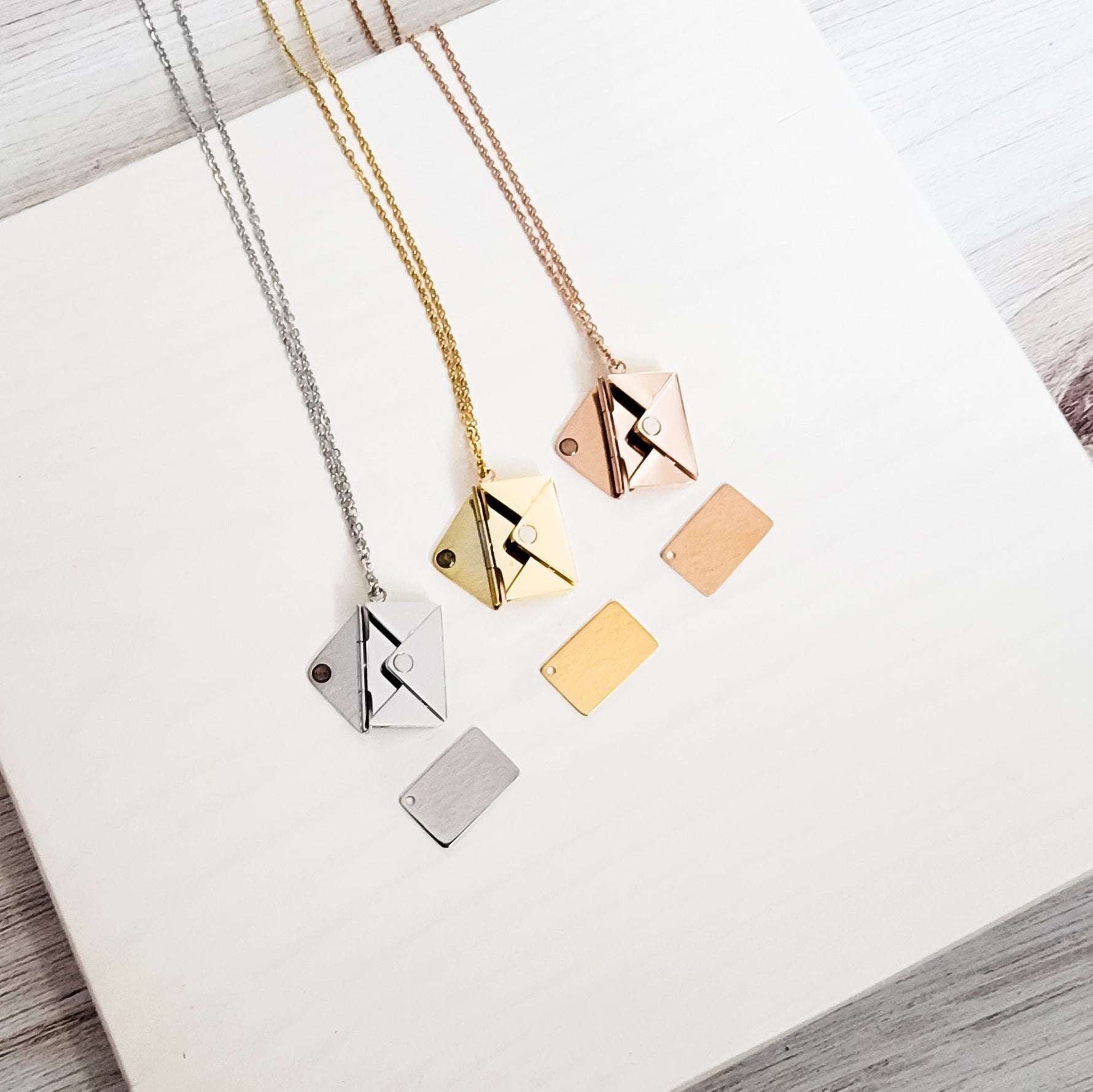 Secret Letter Necklace (Silver, Gold, Rose Gold, or Black) and Optional Extra Letters, 1 Total, Metal Blank 26 - 