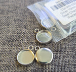 Silver 10mm Stainless Steel Charm Bezels, 10 Pieces, Charm 49 - 