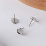 Silver 12mm Stainless Steel Stud Bezel Connector (With Loop), 10 Pieces, Stud 72 - 