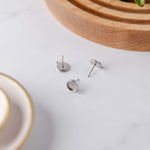 Silver 12mm Stainless Steel Stud Bezel Connector (With Loop), 10 Pieces, Stud 72 - 