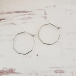 Silver 25mm Octagon Wine Hoop Stainless Steel Ear Wires, 10 Pieces, Hoop 45 - 