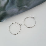 Silver 25mm Octagon Wine Hoop Stainless Steel Ear Wires, 10 Pieces, Hoop 45 - 
