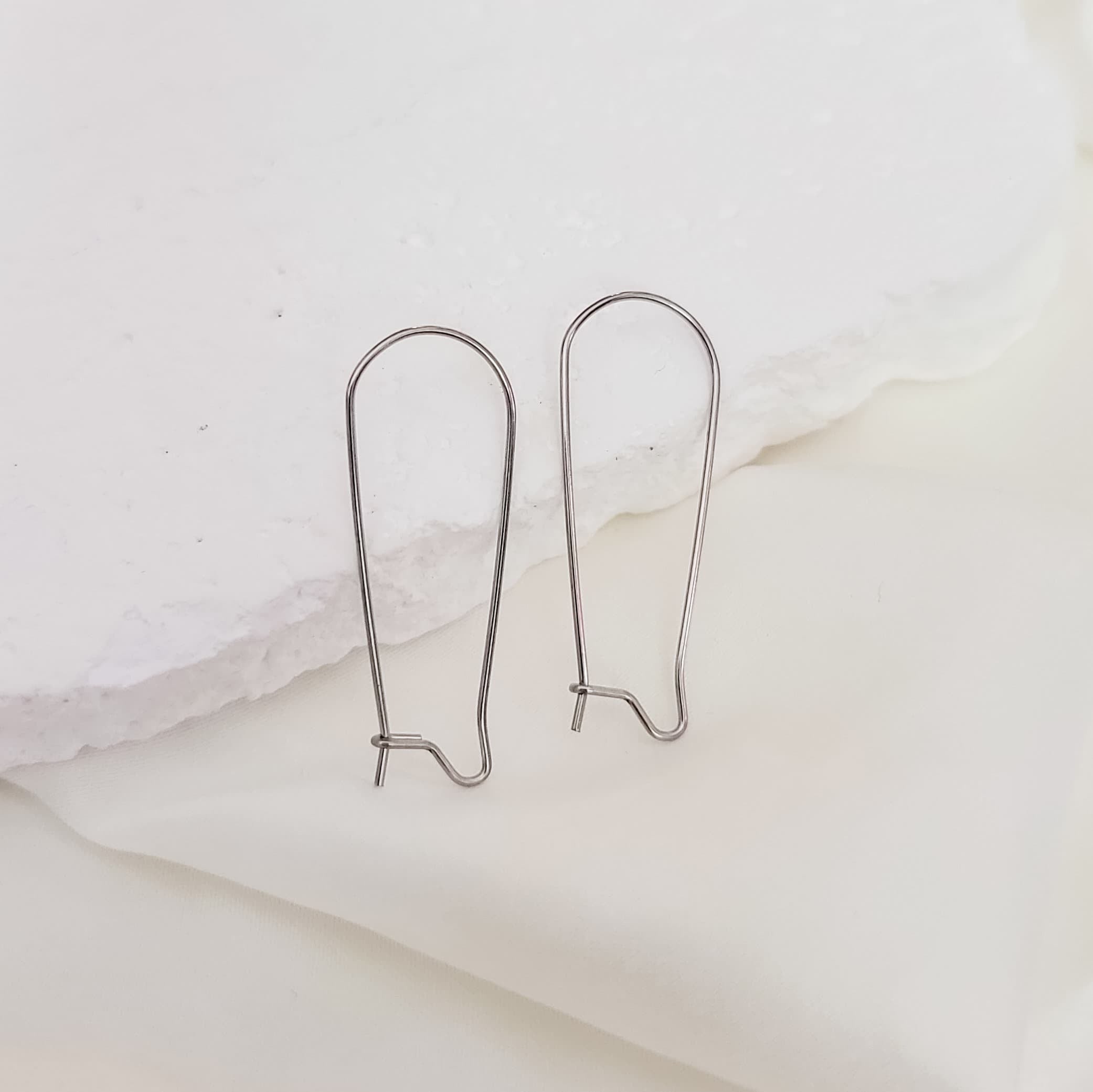 Silver 33mm Kidney Ear Wires, 20 Pieces, Earring Hook 23 - 