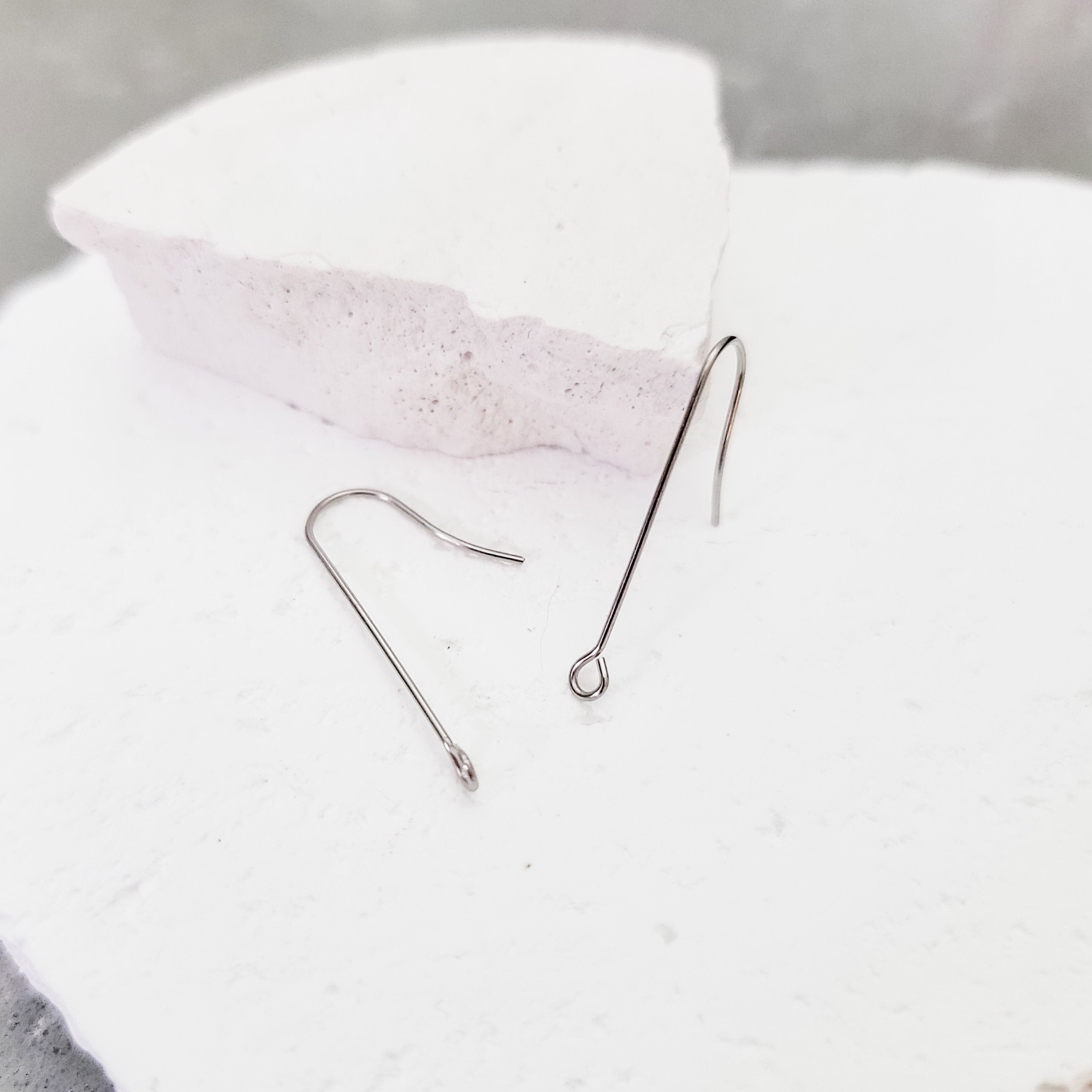 Silver 40mm Elongated Forward - Facing Stainless Steel Ear Wires 20 Pieces, Earring Hook 20 - 