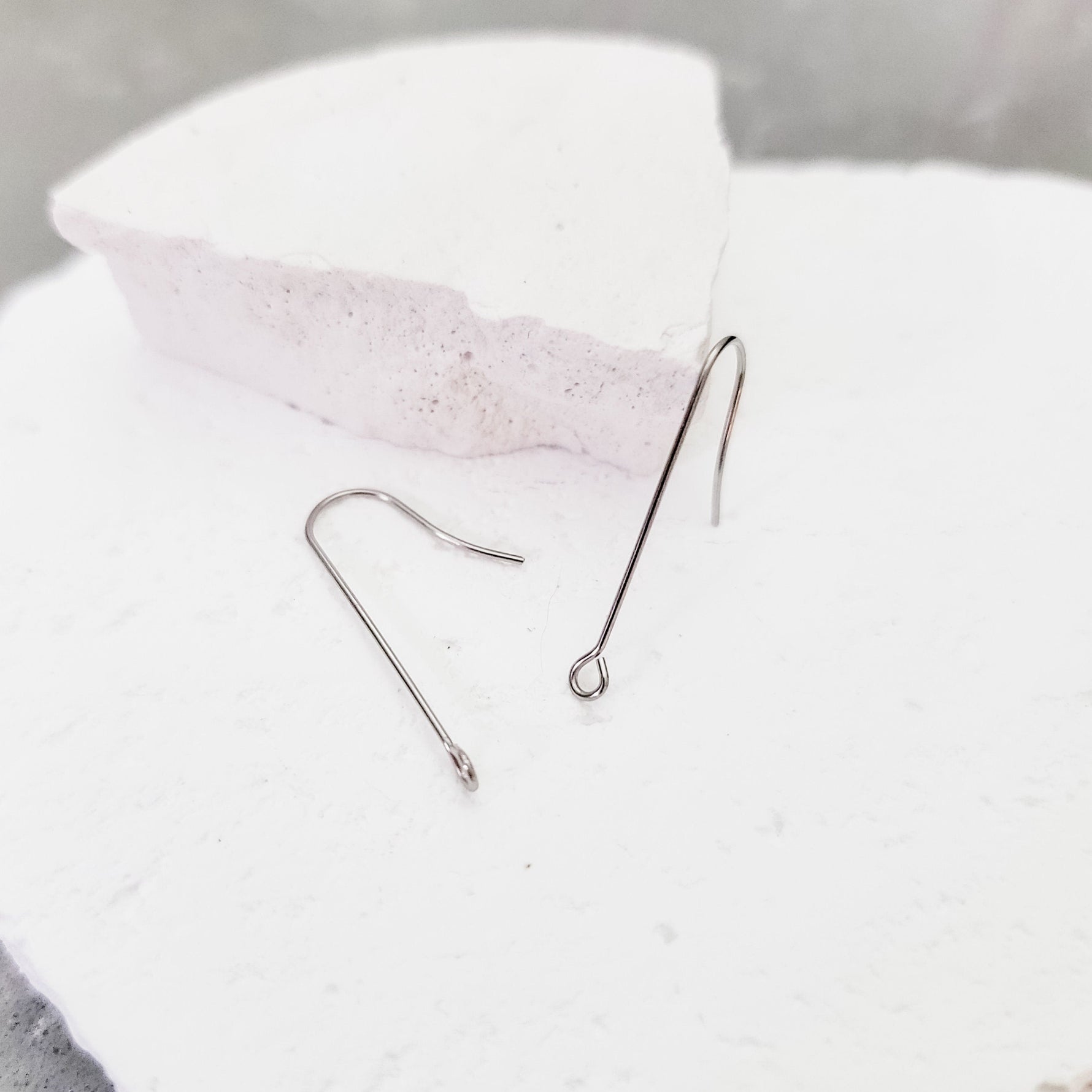 Silver 40mm Elongated Forward - Facing Stainless Steel Ear Wires 20 Pieces, Earring Hook 20 - 