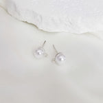 Silver 6mm Imitation Pearl Stud Connector with Stainless Steel Posts, 10 Pieces, Stud 75 - 