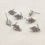 Silver Art Deco Style Cubic Zirconia Studs with Loops, 10 Pieces, Stud 32 - 
