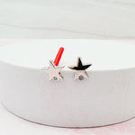 Silver Brass Star Stud with Loop (Sterling Silver Post), 10 Pieces, Stud 107 - 