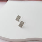 Silver Brushed Short Rectangle Stud Earring Findings, 10 Pieces, Stud 77 - 