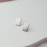 Silver Brushed Short Rectangle Stud Earring Findings, 10 Pieces, Stud 77 - 