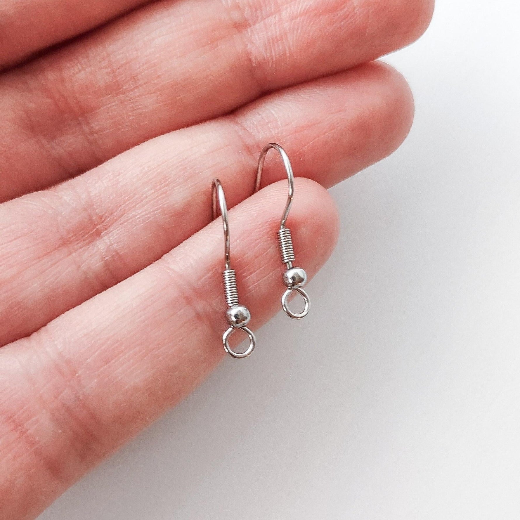 Silver Classic Forward - Facing Stainless Ear Wires, 20 Pieces, Earring Hook 10 - 