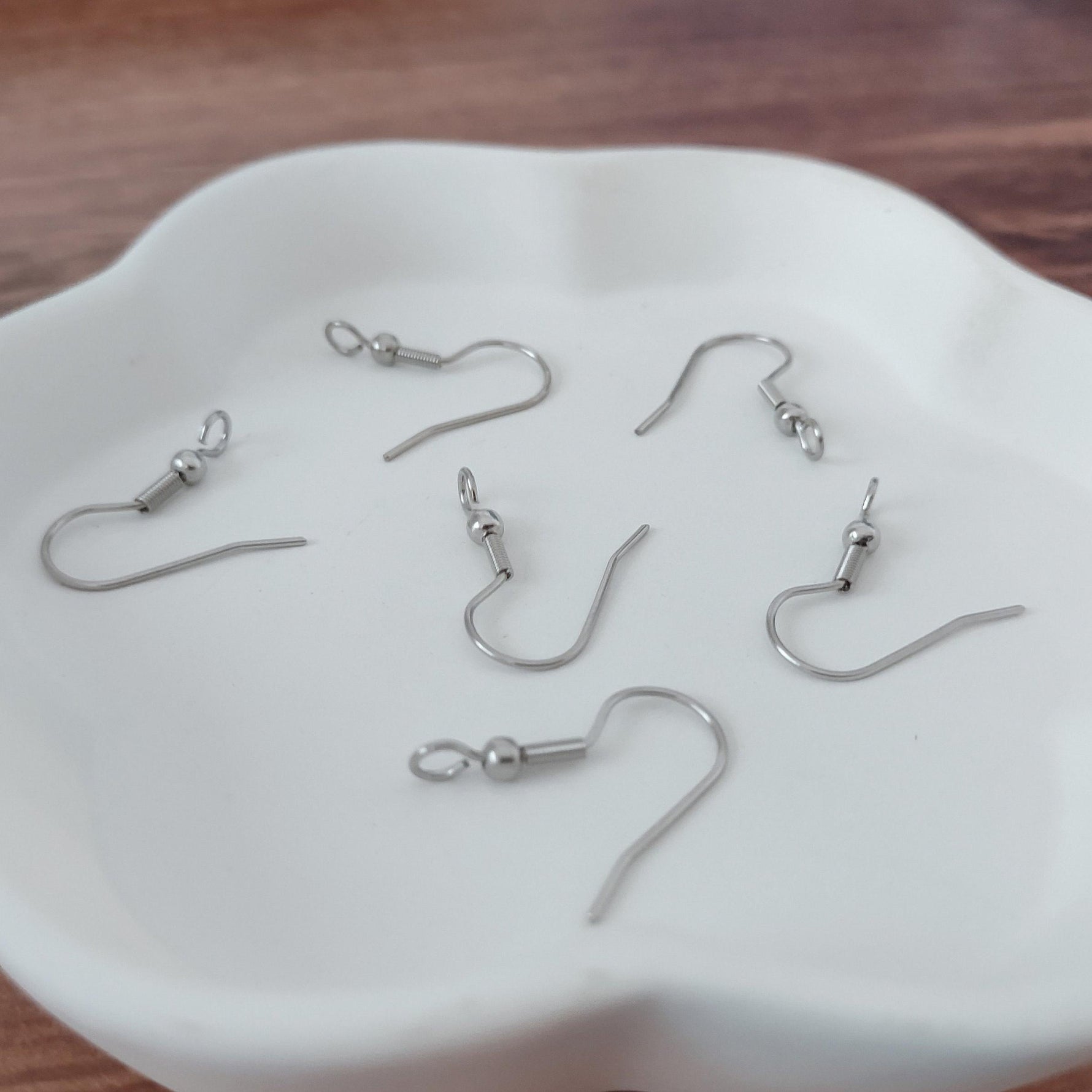 Silver Classic Forward - Facing Stainless Ear Wires, 20 Pieces, Earring Hook 10 - 