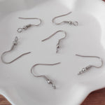 Silver Classic Forward - Facing Stainless Ear Wires, 20 Pieces, Earring Hook 10 - 