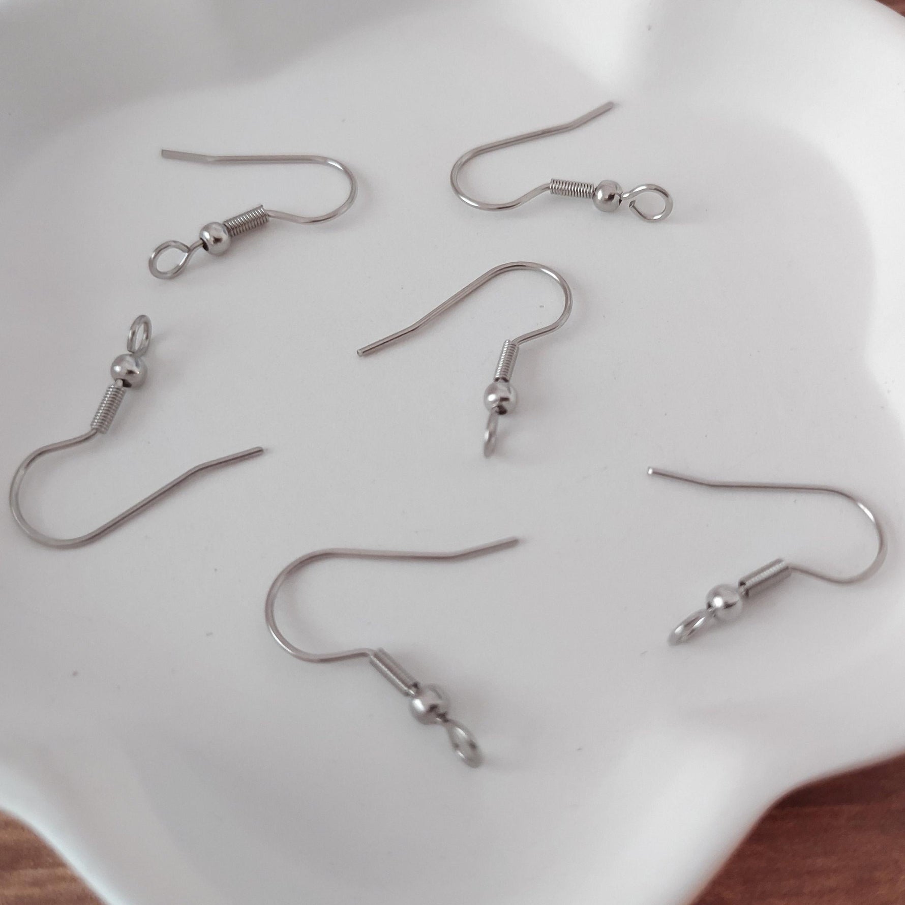 Silver Classic Forward - Facing Stainless Ear Wires, 20 Pieces, Earring Hook 10 - 